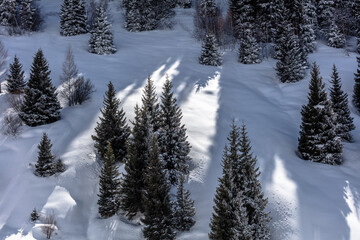 Landscape, winter, trees, nature, snow, mountains, sky, clubs,