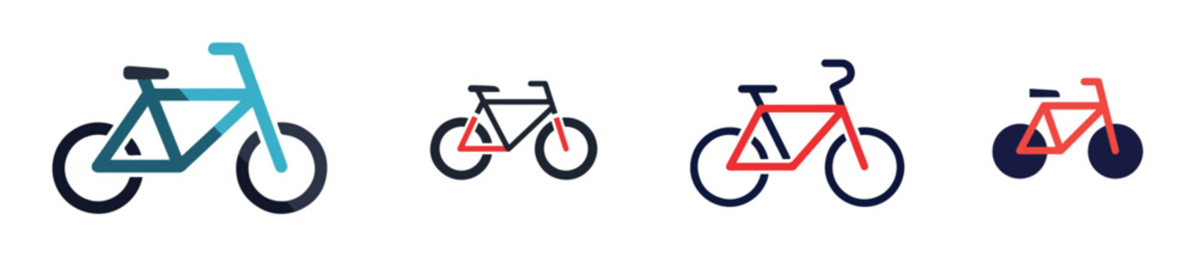 Minimalist bicycle icon, flat vector with simple circles for wheels, modern transport style, white background.