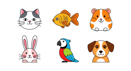 Obraz premium Cartoon animals collection on white background