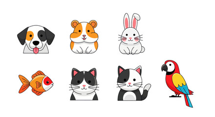 Naklejka premium Cartoon animals collection on white background