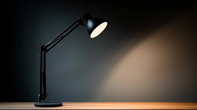Watch How the Lamp Changes Direction and Casts Light on a Surface in Different Angles and Positions in a Dark Room