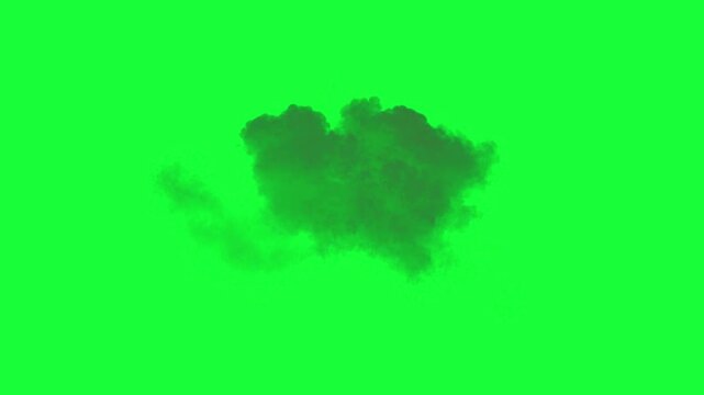 Explosion fire smoke effect on green screen background visual effects rendering