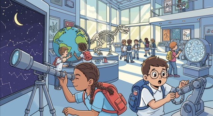 Children Explore Science Museum: Astronomy, Dinosaurs, Earth © Leo