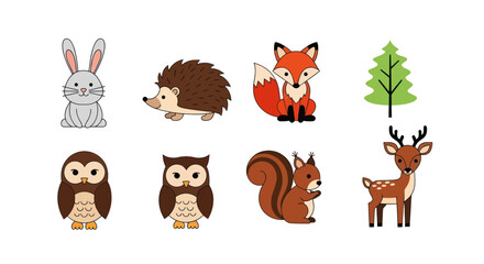 Fototapeta premium Cartoon forest animals illustration