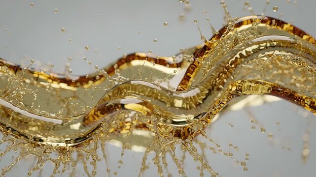 Medium shot focused on a macro fluid flow showing nanoparticles dispersing evenly within oil highlighting microscale fluid dynamics and texture.