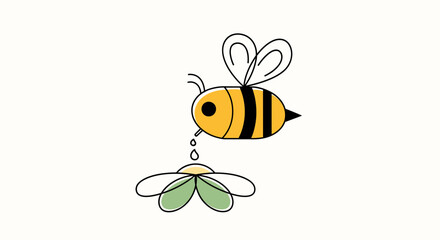 Obraz premium Cartoon bee flying with drool.