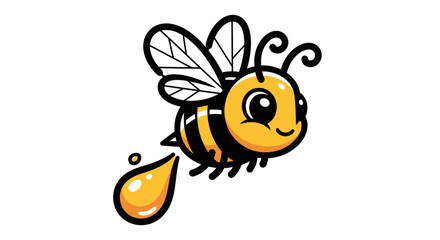 Obraz premium Cartoon bee with honey drop 1.