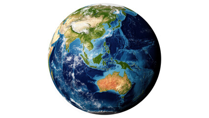 Isolated realistic detailed Earth globe showcasing Asia and Australia with Pacific Ocean © Friedrich