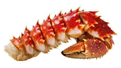 Isolated prime section of a cooked Alaskan king crab, featuring a leg and large claw © Maria