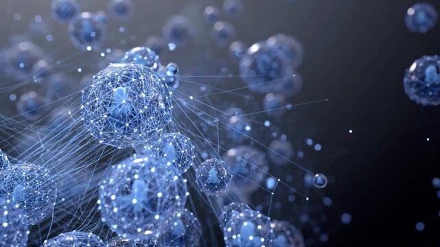 Futuristic network connection sphere abstract digital science data technology particle blue background concept molecule network sphere connection technology science abstract digital blue particle