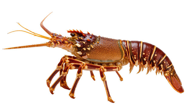 Isolated spiny lobster, fresh crustacean marine animal, delicious gourmet ingredient