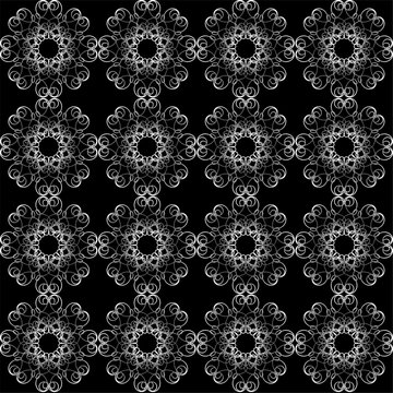 
Lace white and gray seamless pattern on a black background