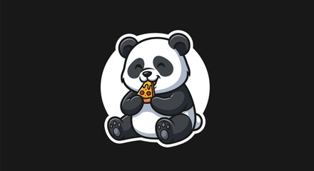 Cartoon panda enjoying pizza © Fullo