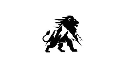Lion and mountain logo design