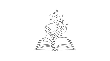 Visualize Fantasy with Magical Open Book Emitting Swirling Lines