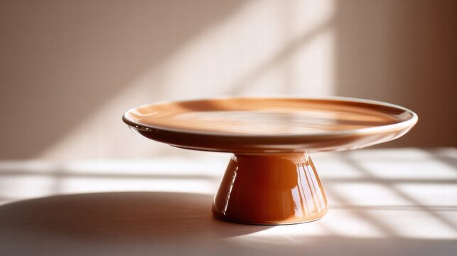 Elegant orange cake stand with soft sunlight