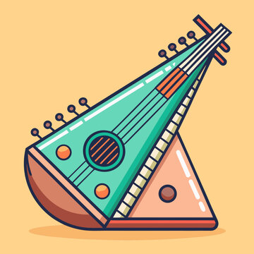 Colorful Qanun musical instrument vector illustration