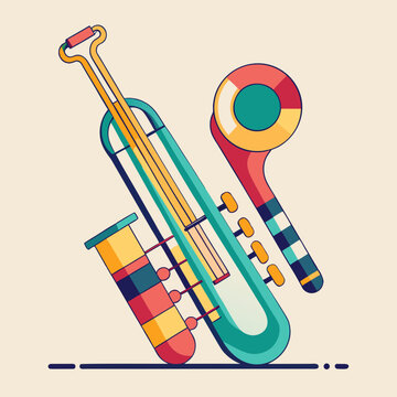 Colorful Vector Illustration of Wind Instruments