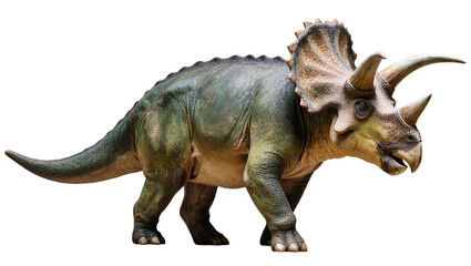 Isolated Triceratops dinosaur standing, majestic ancient prehistoric animal from Cretaceous period © Femke