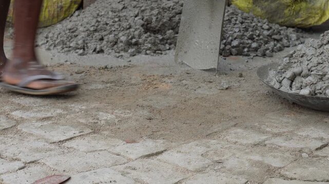Manual Cement Mixing Work