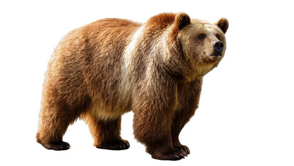 Fototapeta premium Isolated majestic adult brown bear standing on all fours, powerful wild mammal predator animal