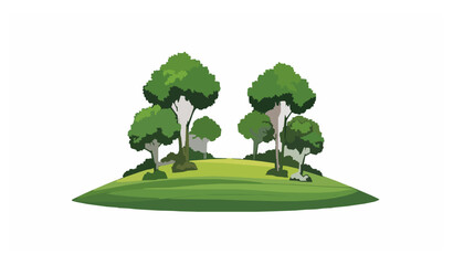 Naklejka premium Forest trees on green grass elevation simple nature landscape vector illustration
