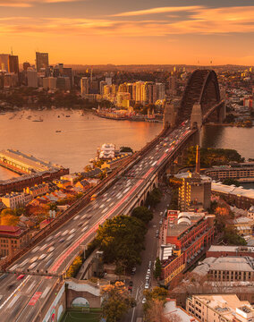 Sunset over harbour bridge
