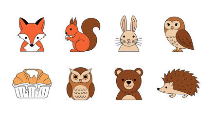 Obraz premium Cartoon forest animals collection
