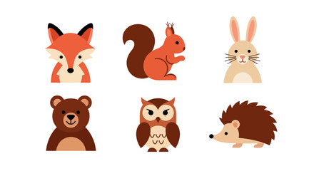 Fototapeta premium Cartoon forest animals illustration