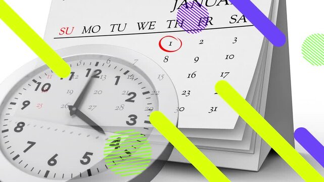 Animation of calendar over clock moving
