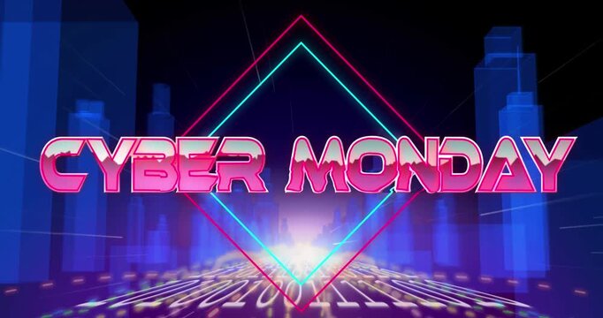 Animation of game over text over moving digital tunnel