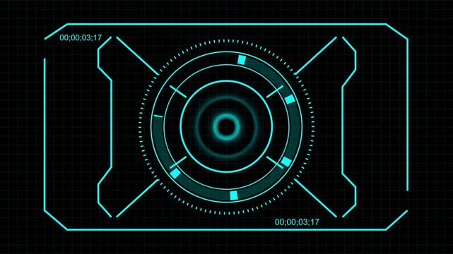 Futuristic blue radar hud interface scanning on dark grid animated background, Detection system concept representing tracking surveillance and radar monitoring, Futuristic radar animation .