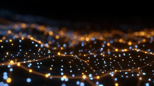 Extreme macro of blockchain visual pattern, abstract decentralized network theme