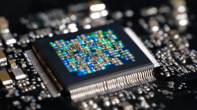 Extreme macro of camera sensor pixels, imaging technology and content creation concept
