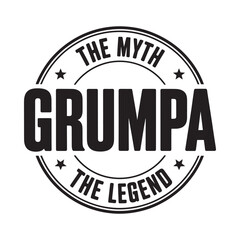Fototapeta premium A circular graphic proclaiming grumpa as both a myth and a legend