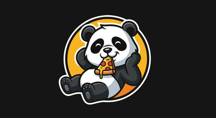 Cartoon panda enjoying pizza slice © geol