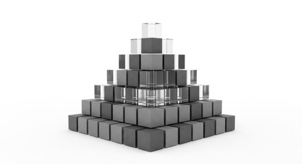 Naklejka premium 3d gray cube pyramid structure