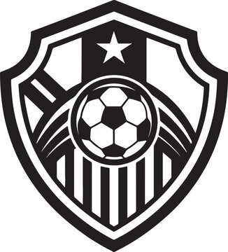 Modern Soccer Crest Logo with Football Ball and Star &ndash; Black and White Sports Badge Emblem