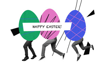 Trend artwork composite banner 3D photo collage of festive day traditional holiday family three...