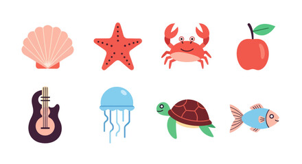 Colorful cartoon creatures and objects © Geovani