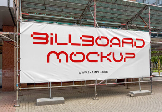 Street Construction Billboard PSD Mockup