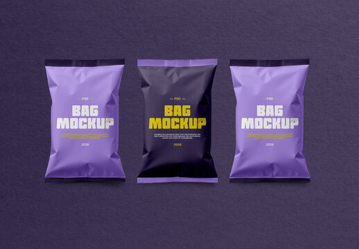 Three Chips Bag Mockups