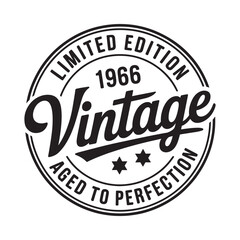 Obraz premium Black and white emblem displaying vintage and limited edition with year 1966