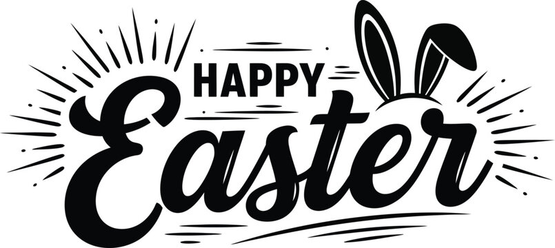 Ester vector illustration happy easter greeting with bunny ears