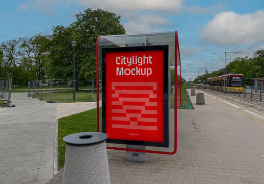 Tram Stop Citylight Mockup