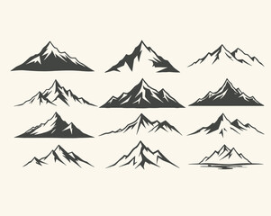 Collection of Minimalist Mountain Illustrations for Nature and Travel Themed Designs © Nasir