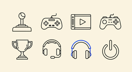 Gaming icons controller headset joystick © Geovani