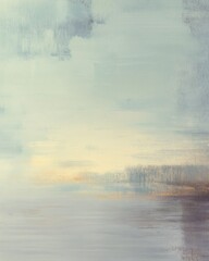 Fototapeta premium Abstract Horizon Painting with Muted Light Colors and Subtle Textures