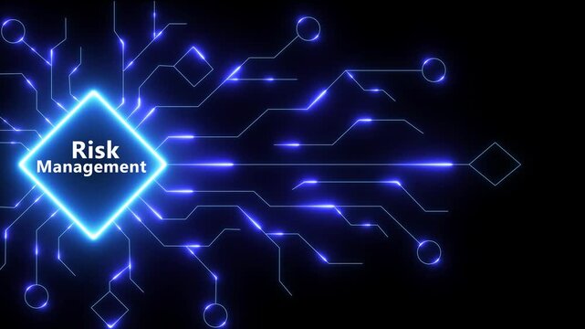 Risk Management artificial intelligence glowing circuit board network data flow abstract technology background digital innovation concept