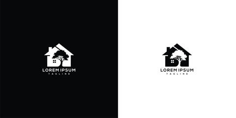 House Logo with Tree and Letter B - Real Estate Nature Branding. © Ilinois
